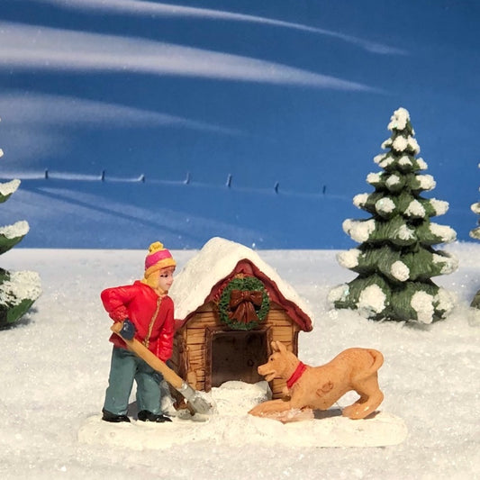 17284 Child with playing dog