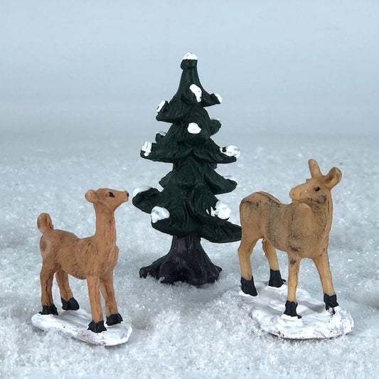 911720A 2 deer with fir tree